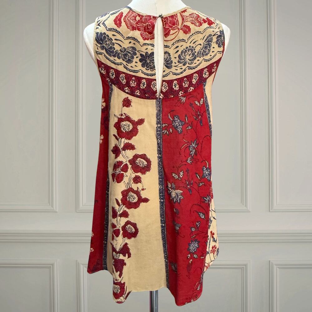 Free People Russian Circles Boho Botanical Sleeveless Shift Mini Dress Red XS - Picture 3 of 7